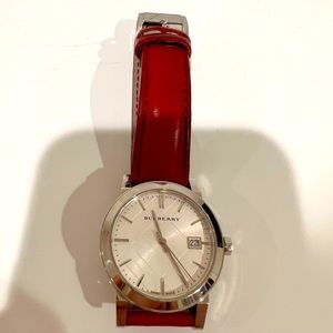 Burberry Red and Silver Women's Watch